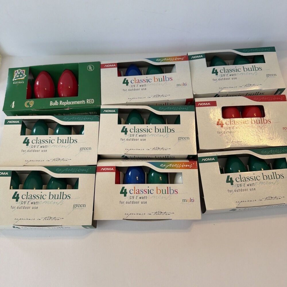 36 Vintage C9 NOMA Holiday Christmas Light Replacement 7W Bulbs Multicolor NEW